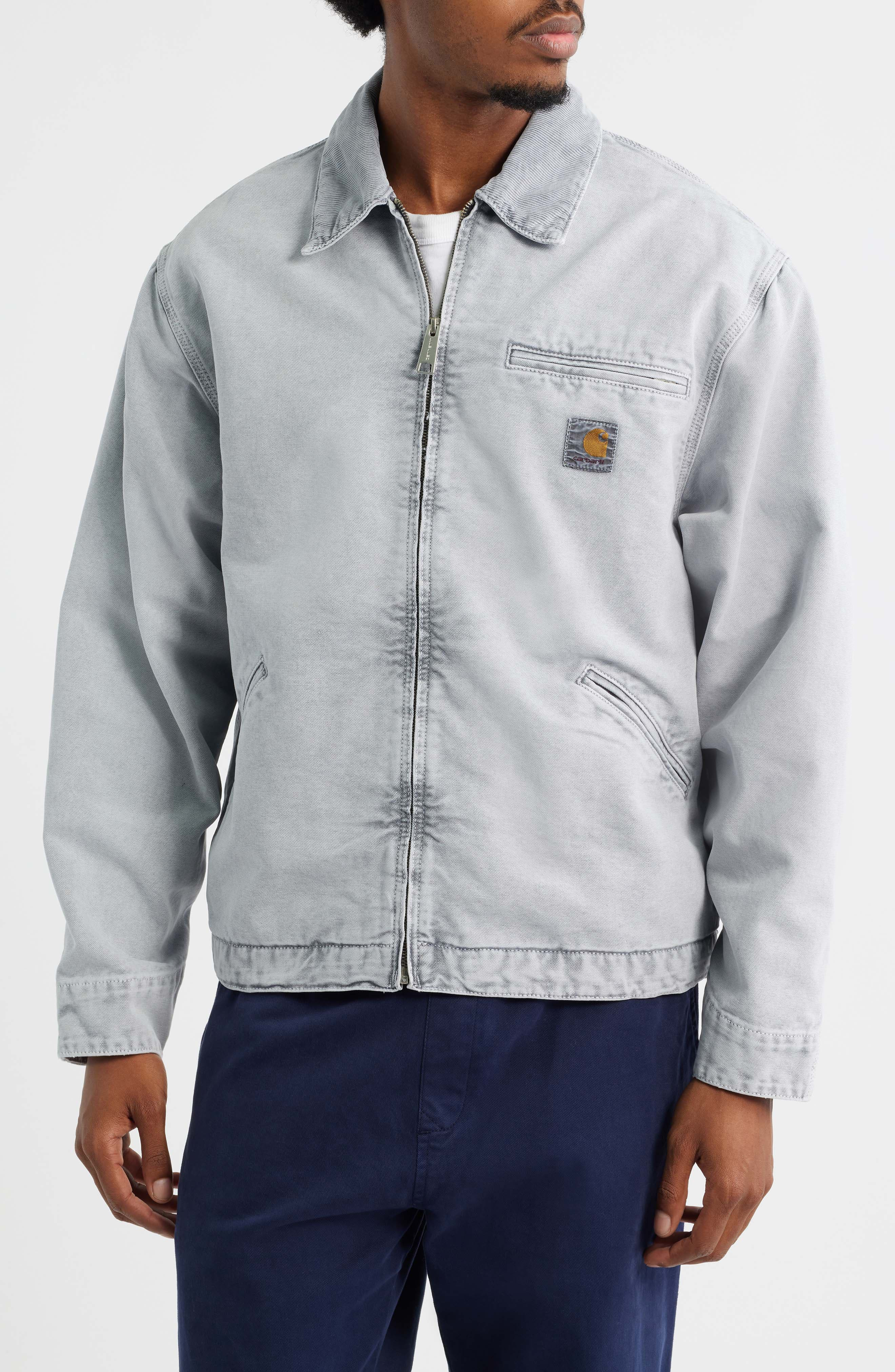 Carhartt Work In Progress OG Detroit Organic Cotton Canvas Jacket in Black /Black Chalk Wash at Nord - 4