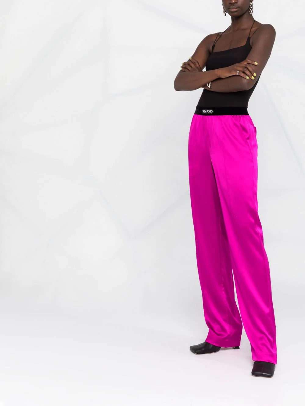 logo-patch straight-leg trousers - 6