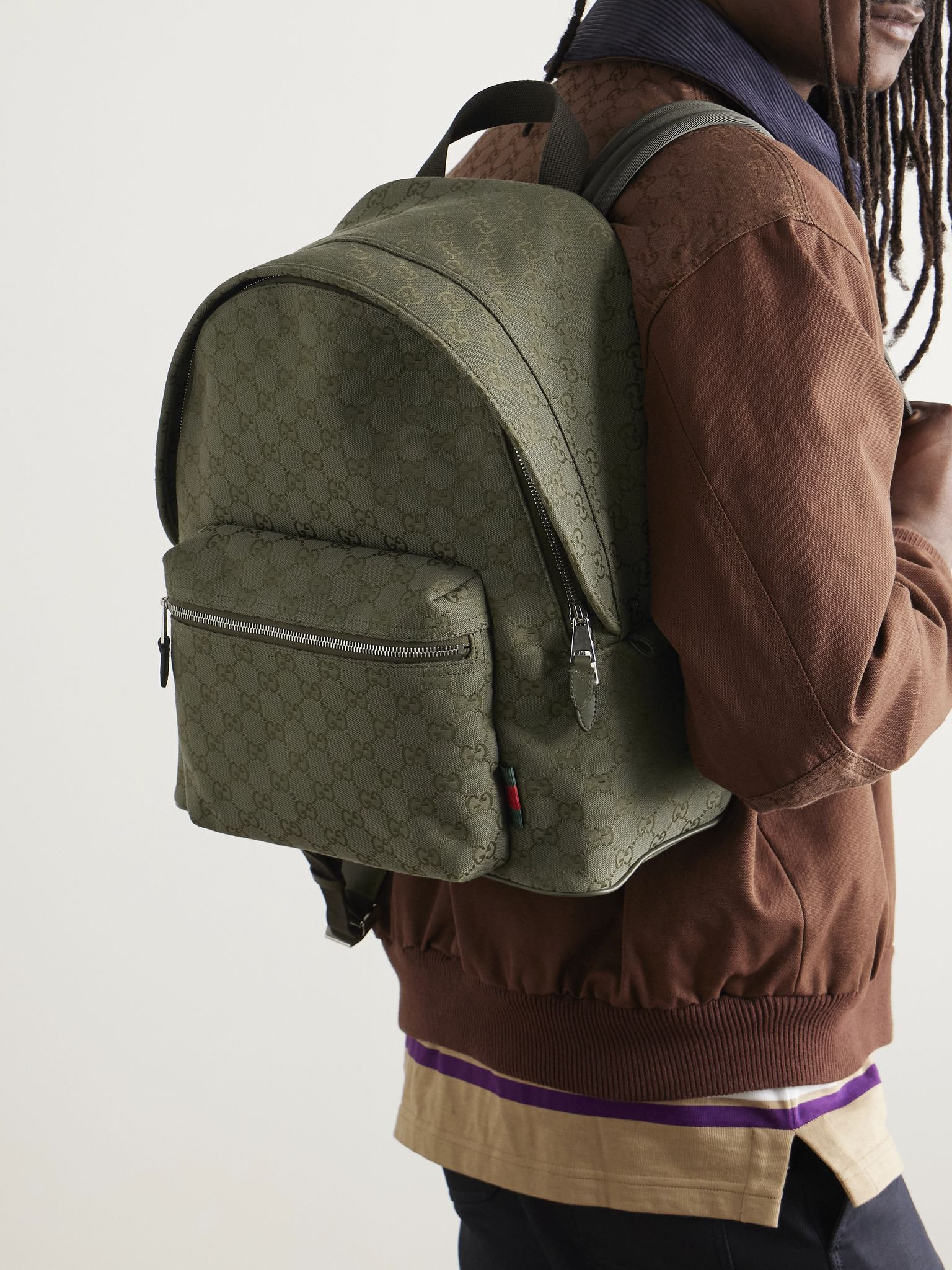 Neo Leather-Trimmed Monogrammed Canvas Backpack Dark green - 2