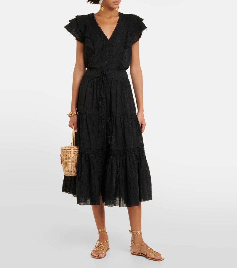 Poupette St Barth Brie cotton-blend midi skirt outlook