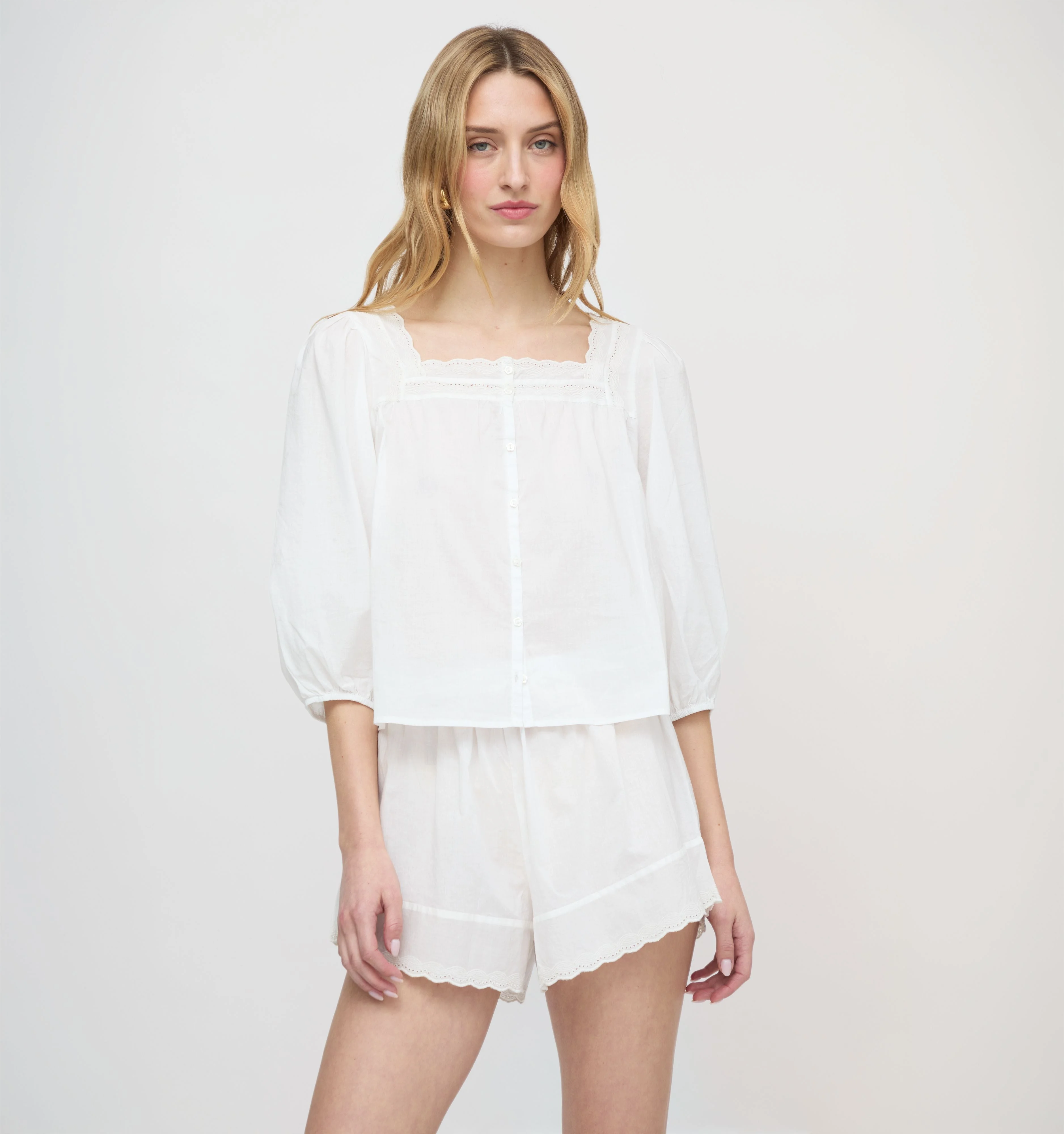 The Bennie Short - White Crisp Voile - 1