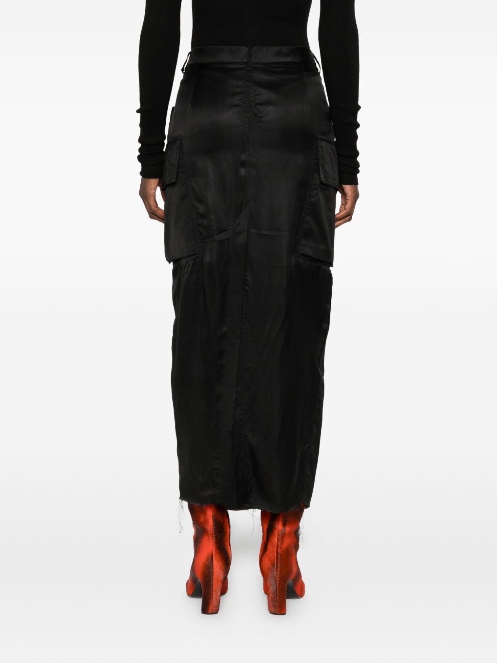 frayed-hem midi skirt - 4