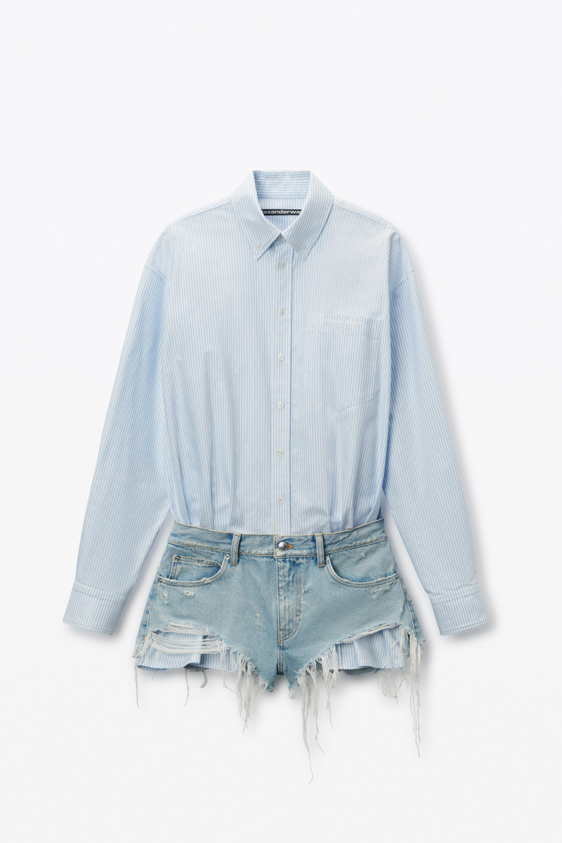Pre-Styled Shirt & Denim Short Romper 1