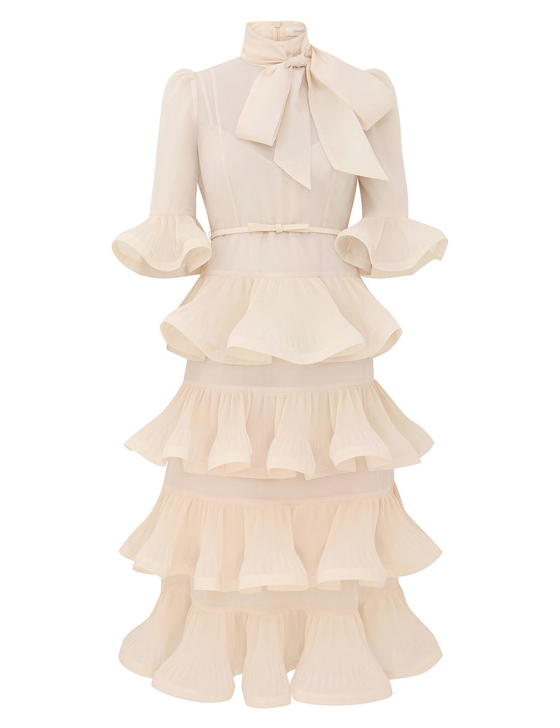PLEATED SLEEVED MIDI DRESS 1