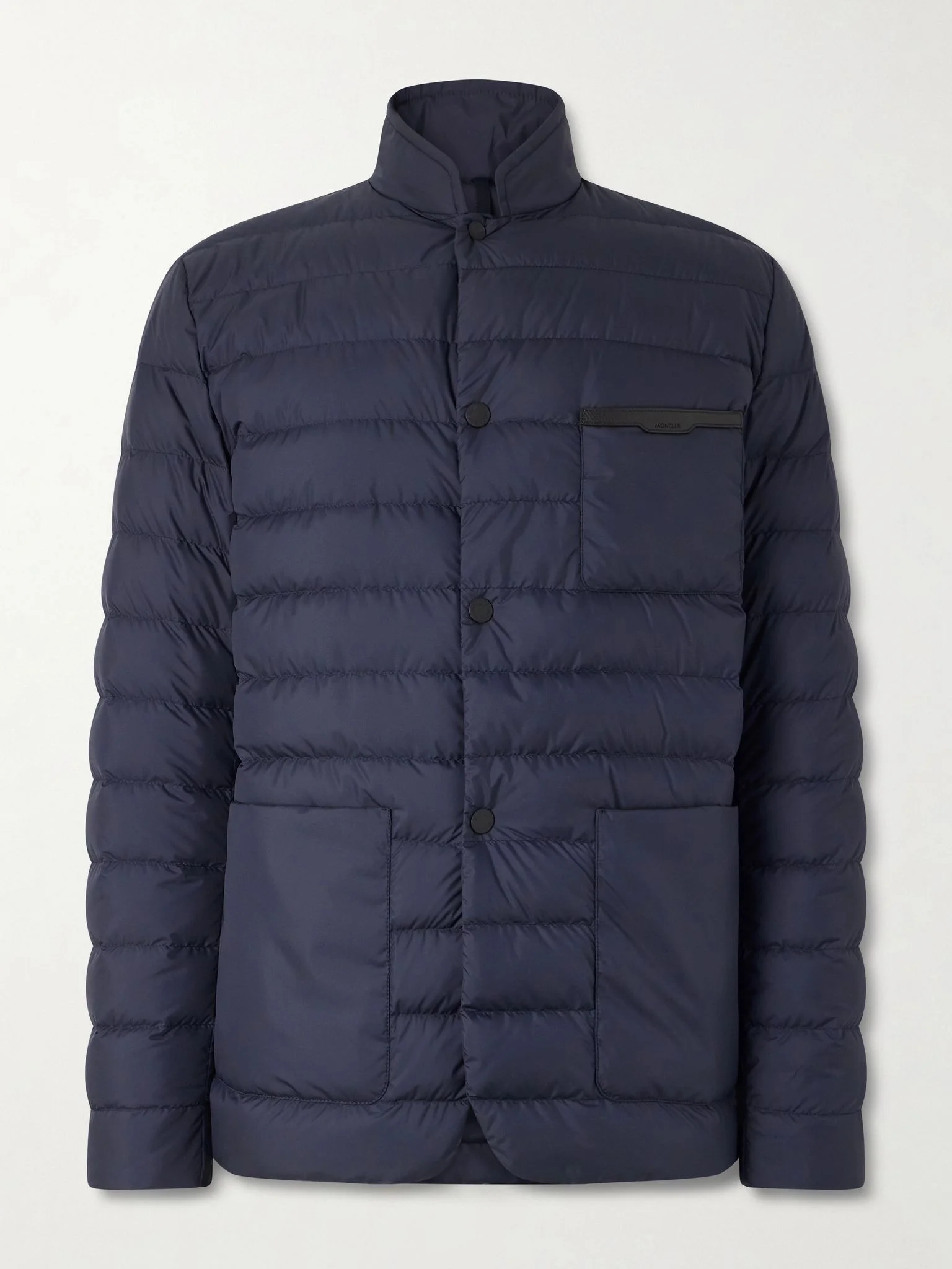 Kenai Leather-Trimmed Quilted Shell Down Jacket Navy - 1