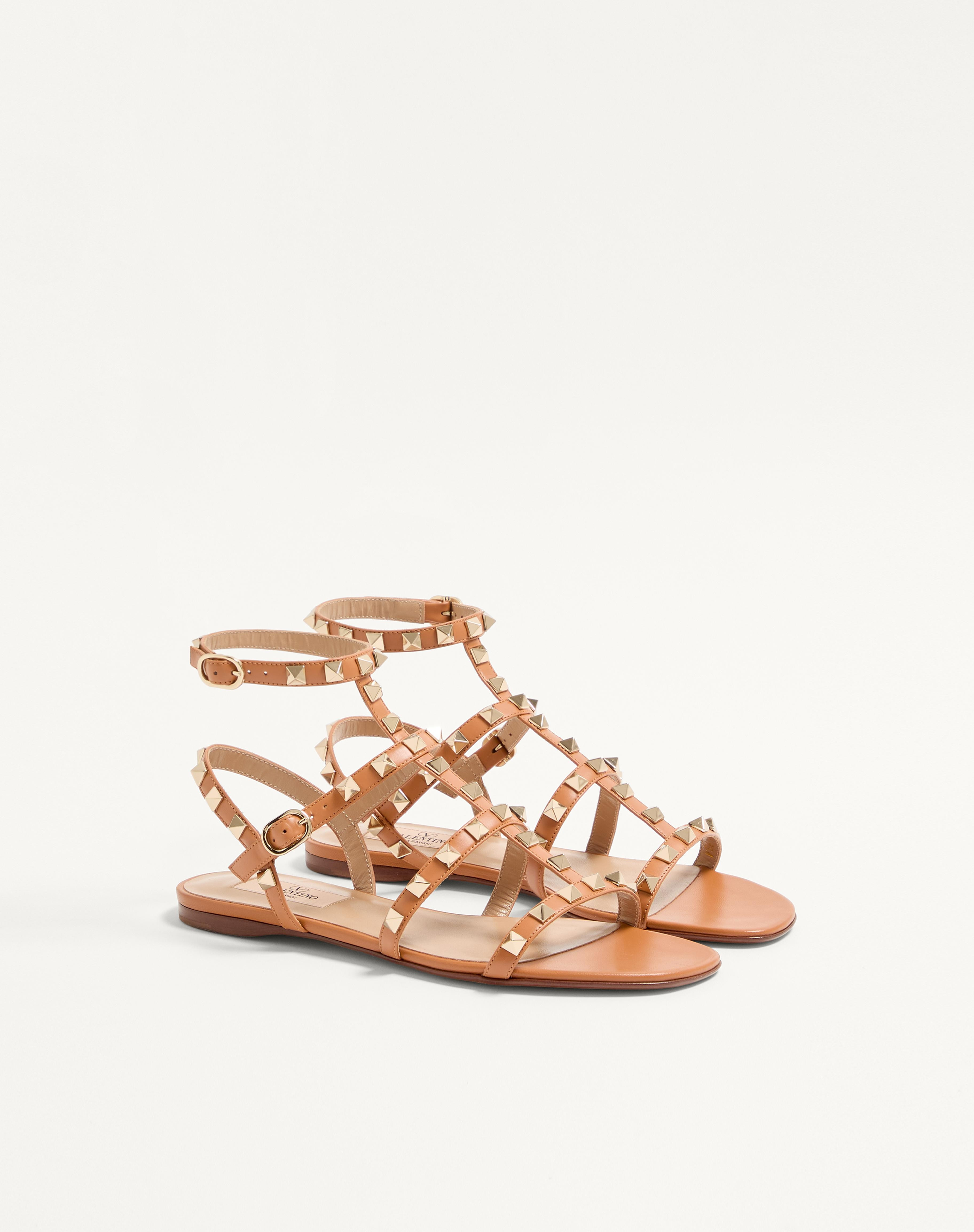 ROCKSTUD FLAT CALFSKIN SANDAL WITH STRAPS - 3