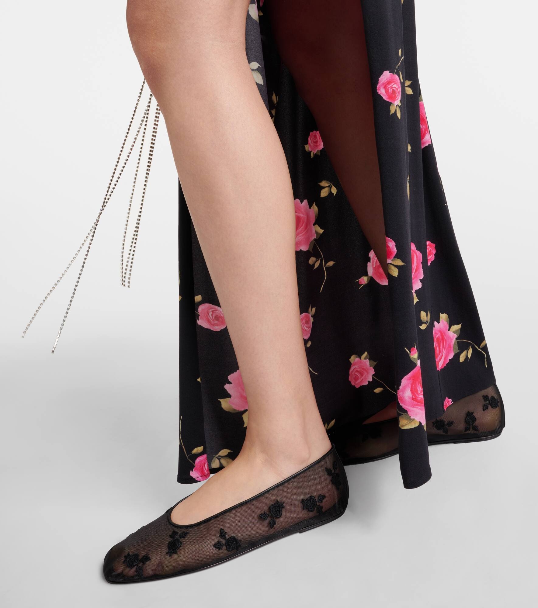 Embroidered mesh ballet flats - 4