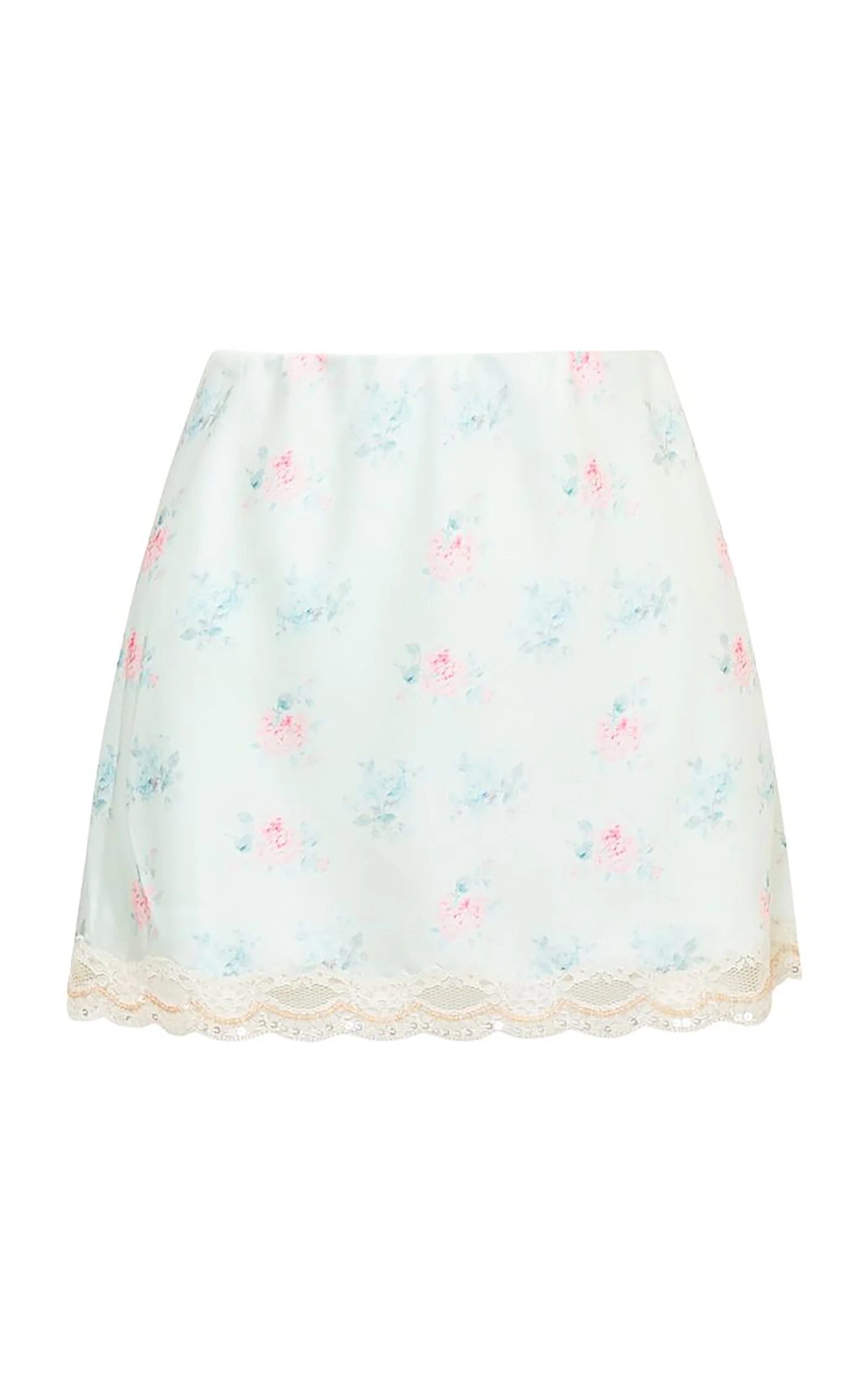 Bernes Floral Satin Mini Skirt green - 1