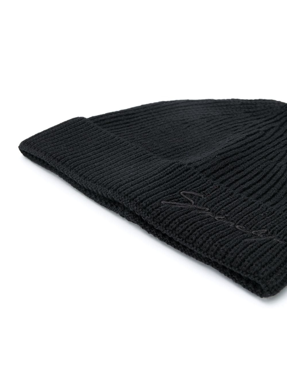 ribbed embroidered logo beanie - 2