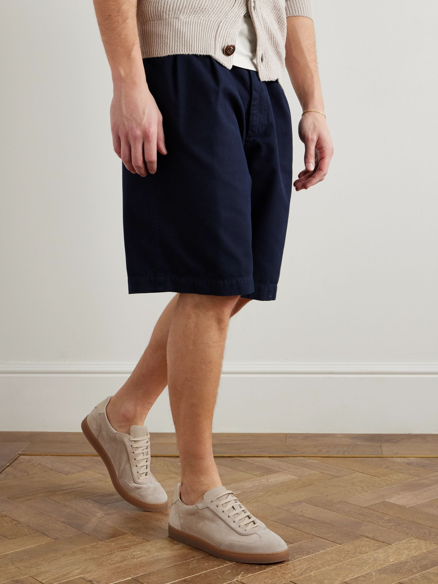 Leather-Trimmed Suede Sneakers Taupe - 2