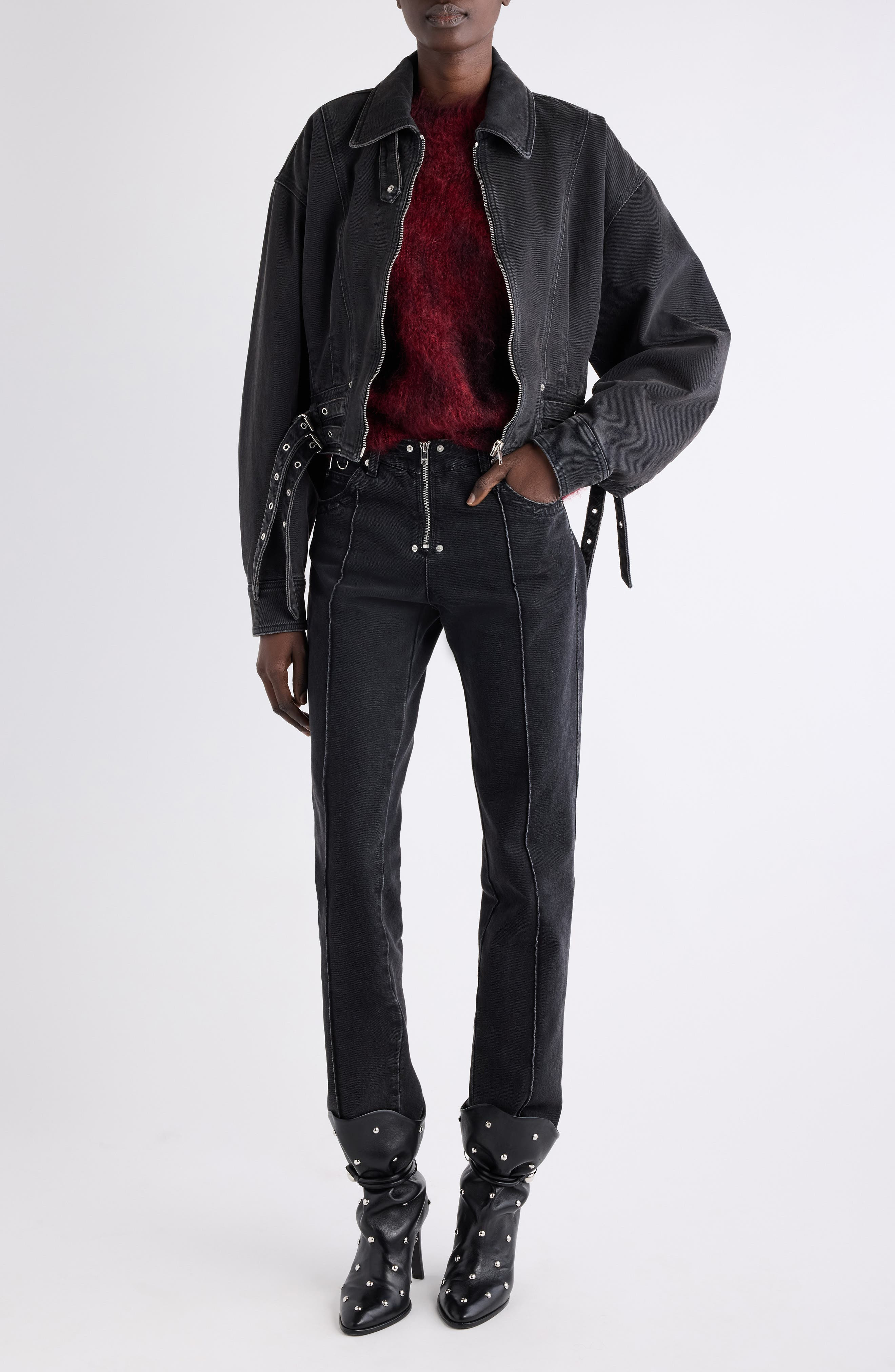 Isabel Marant Santa Crop Denim Jacket in Black at Nordstrom - 2