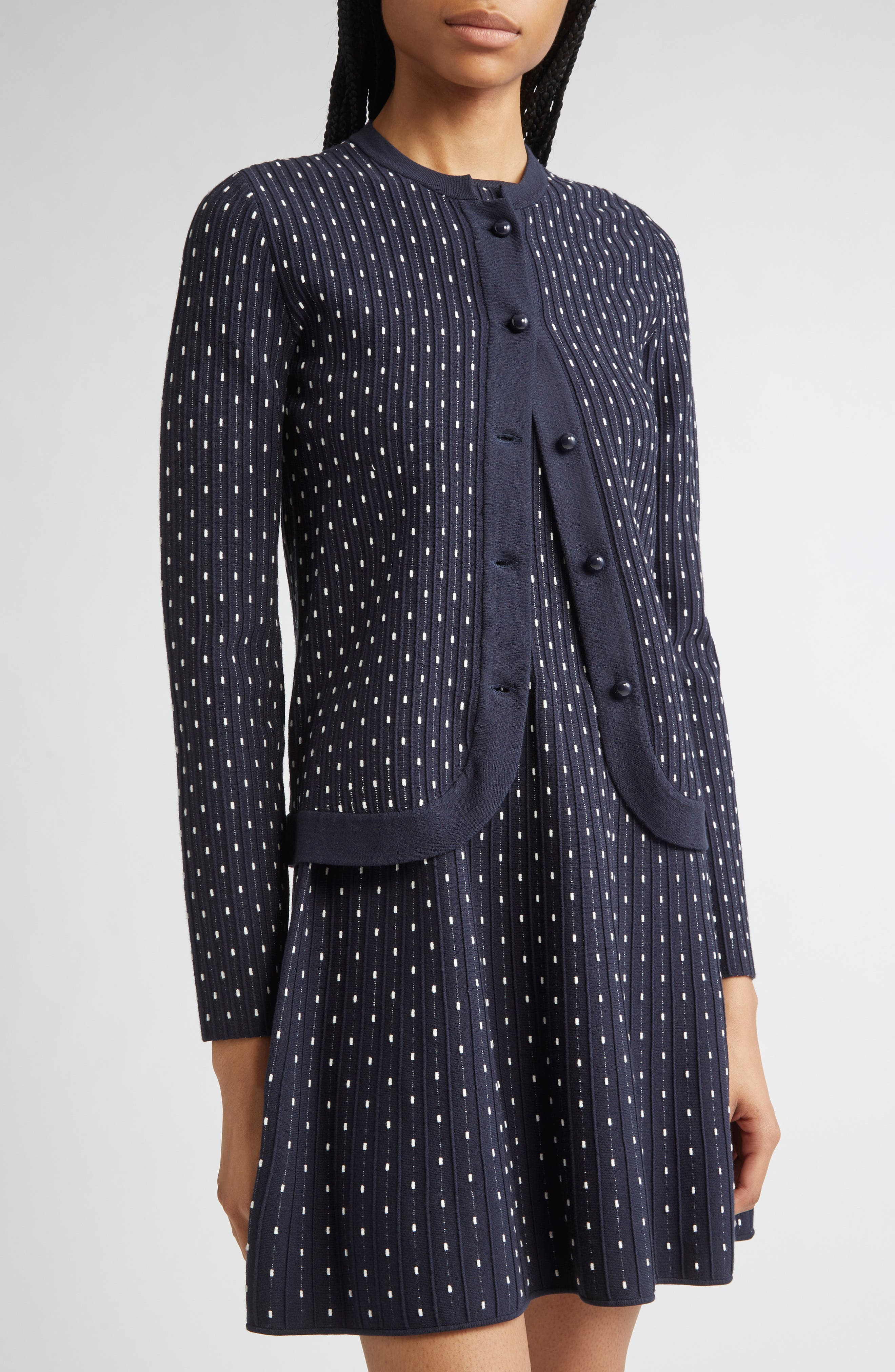 Emporio Armani Polka Dot Cardigan in Fancy Blue at Nordstrom - 4