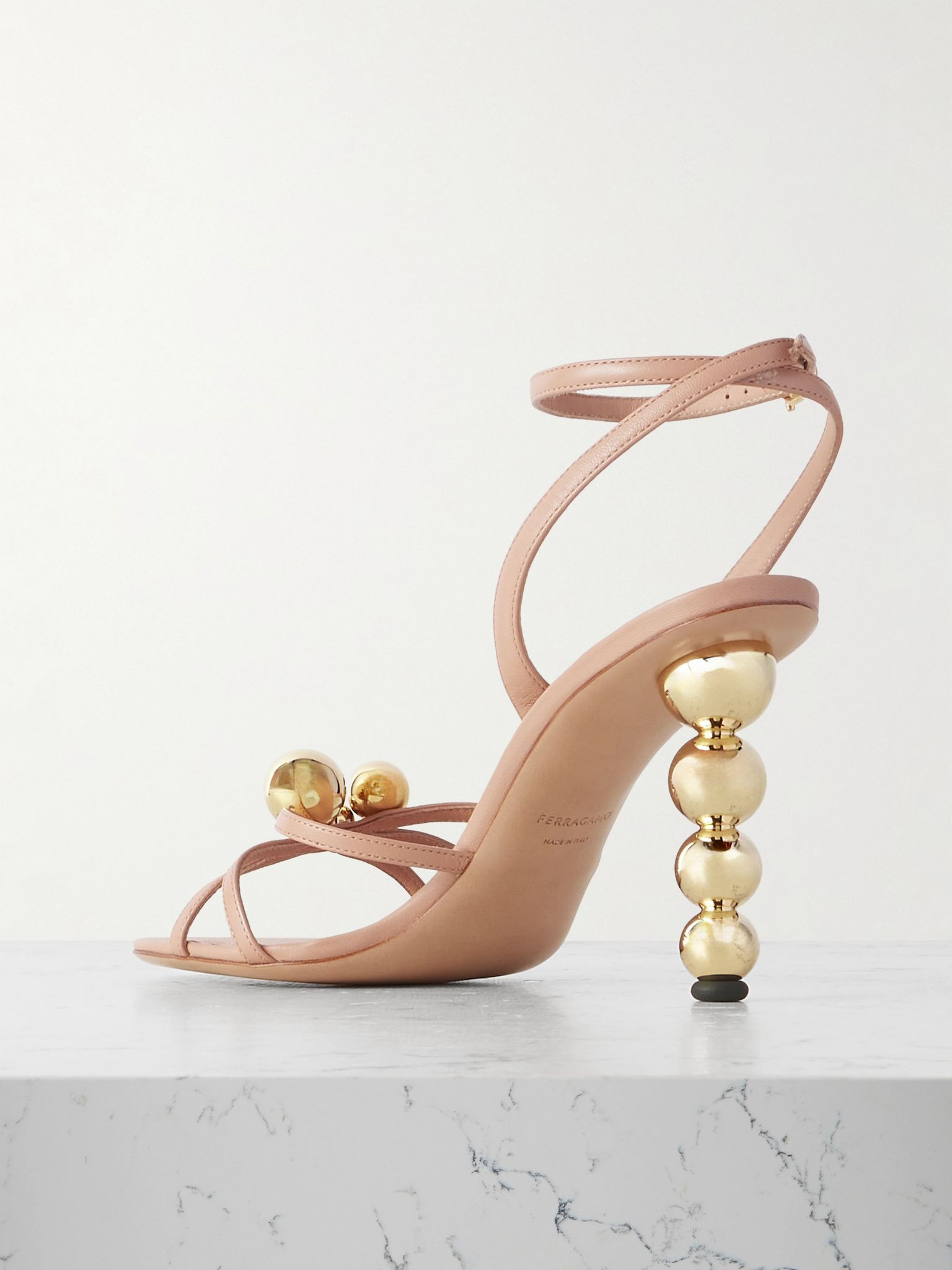 Karina embellished leather sandals Neutral - 3
