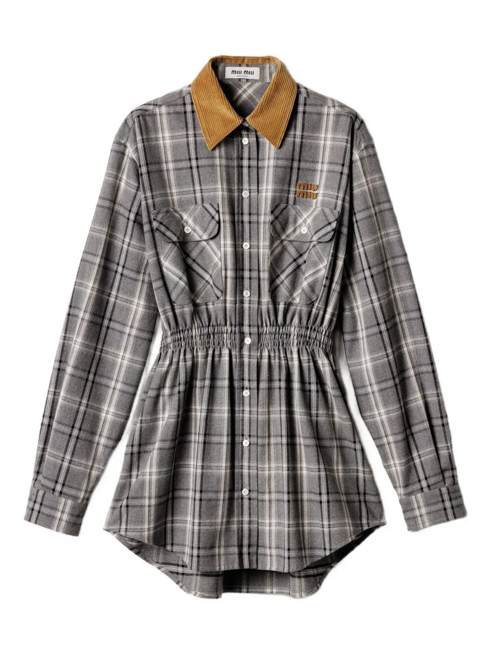 buttoned check-pattern mini dress - 1