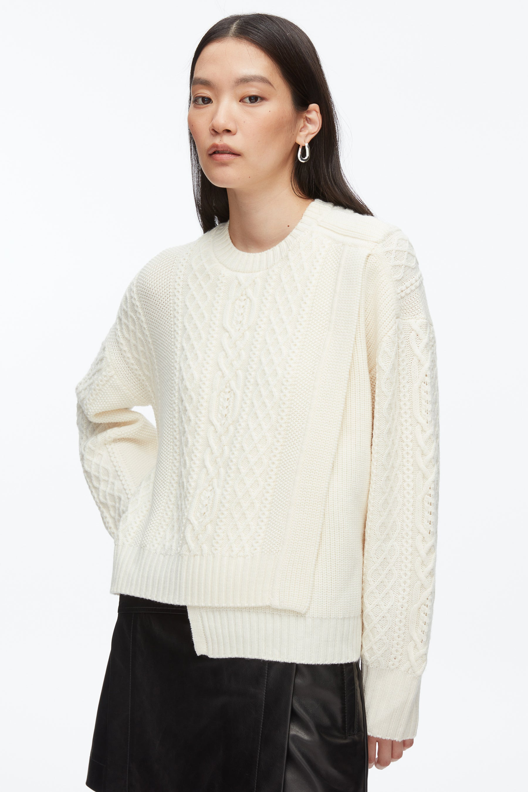 Cable Mix Double Layer Crewneck - 5