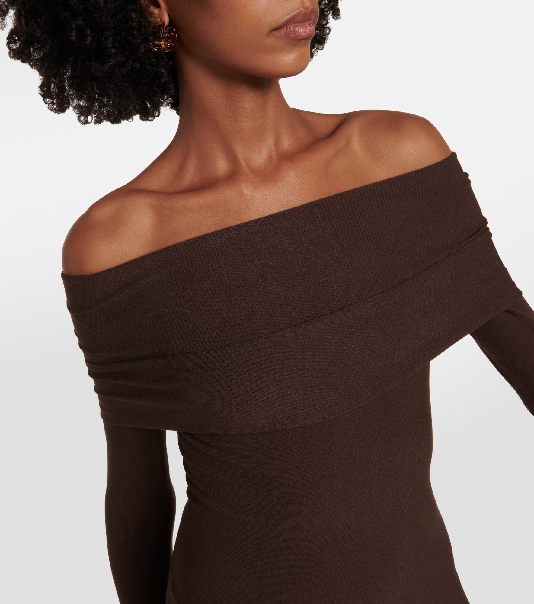 Off-shoulder jersey midi dress - 4