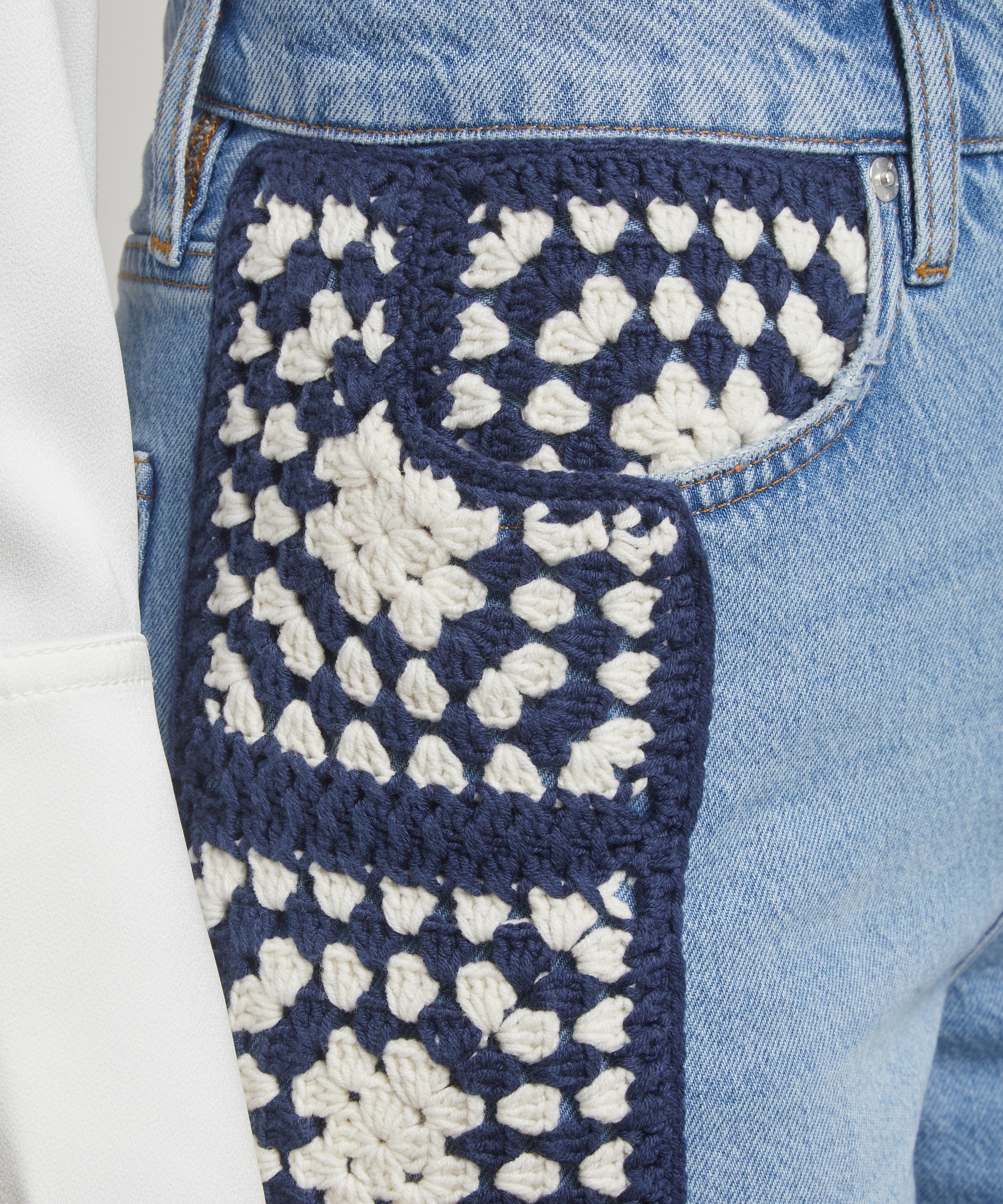 Le Jane Crop Crochet Jeans in Baines Clean - 5