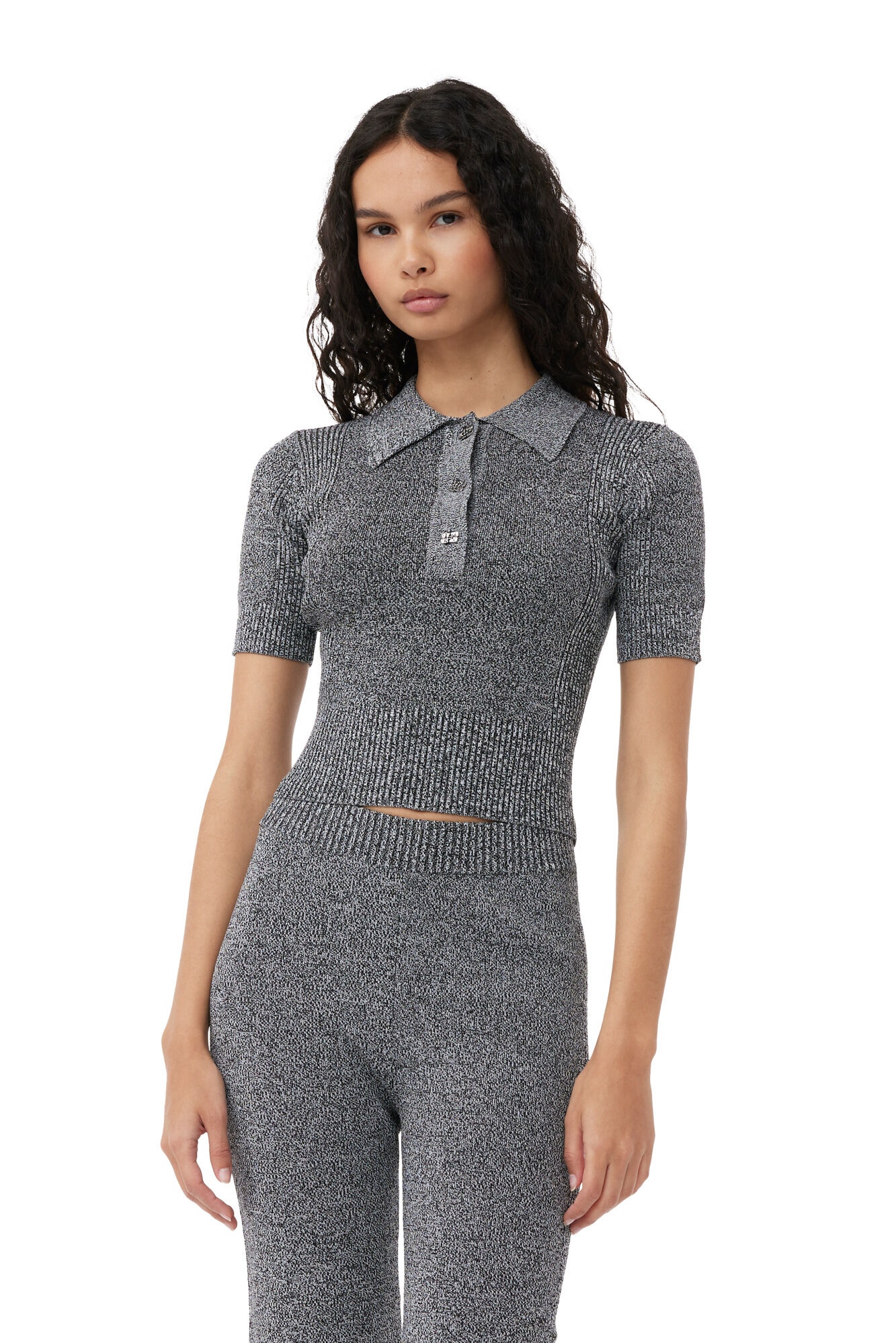 GREY MELANGE RIB POLO - 2