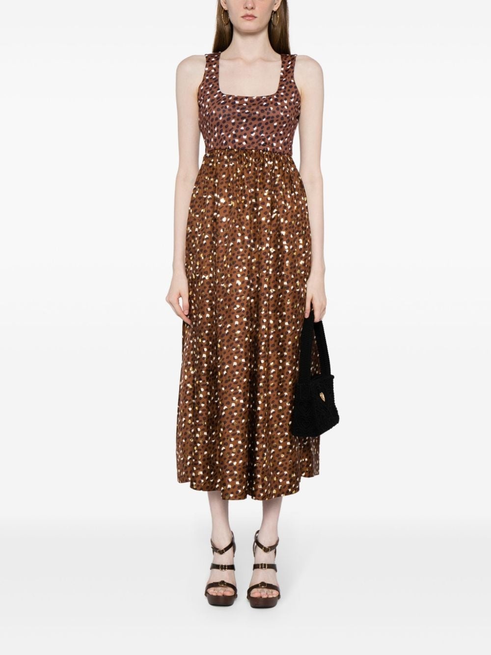 leopard-print silk midi dress - 2