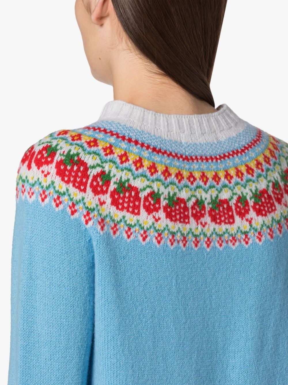 KELSI BLUE WOOL FAIR ISLE CREWNEK SWEATER - 6