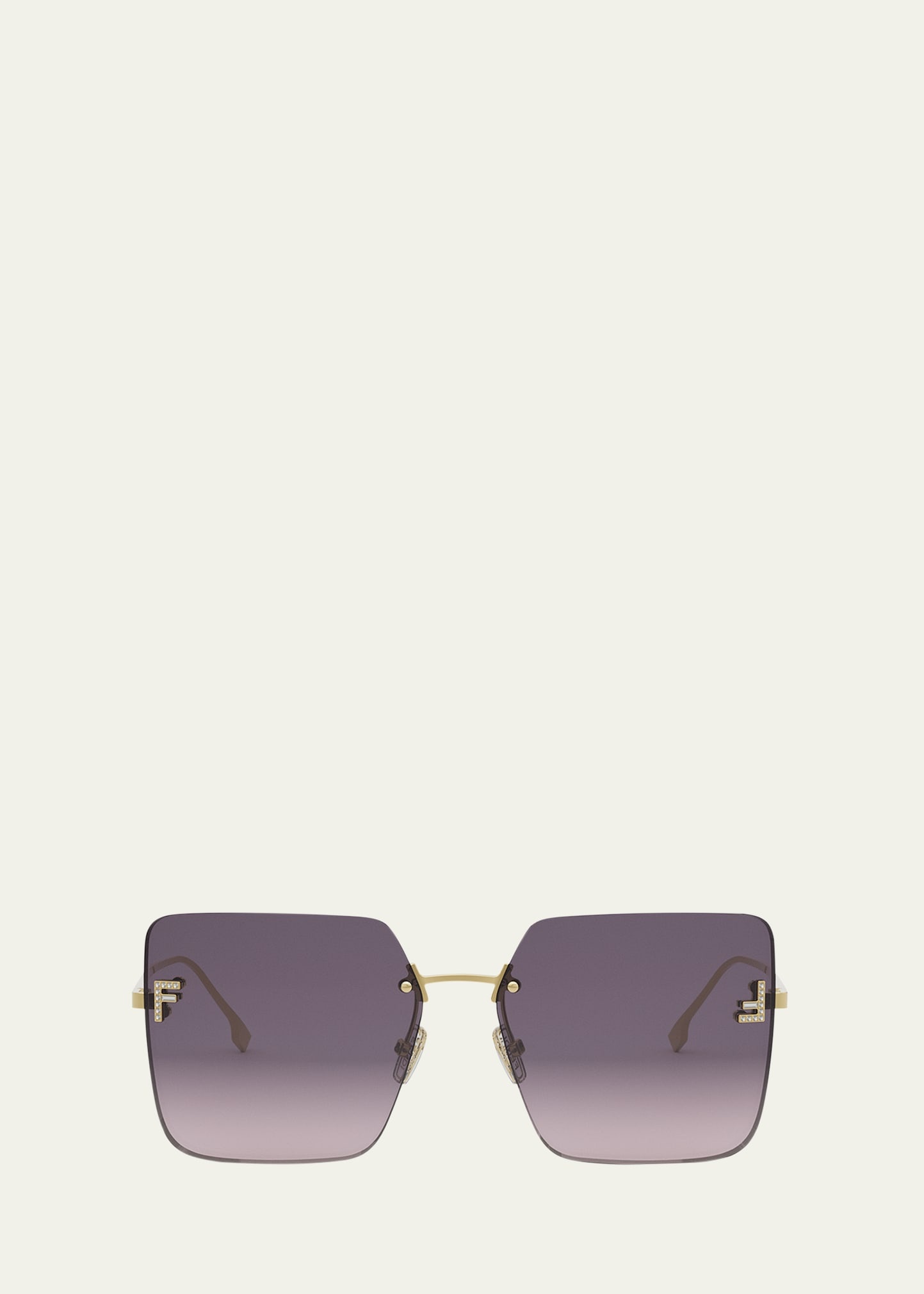 Oversized Rimless Square Metal & Nylon Sunglasses - 1