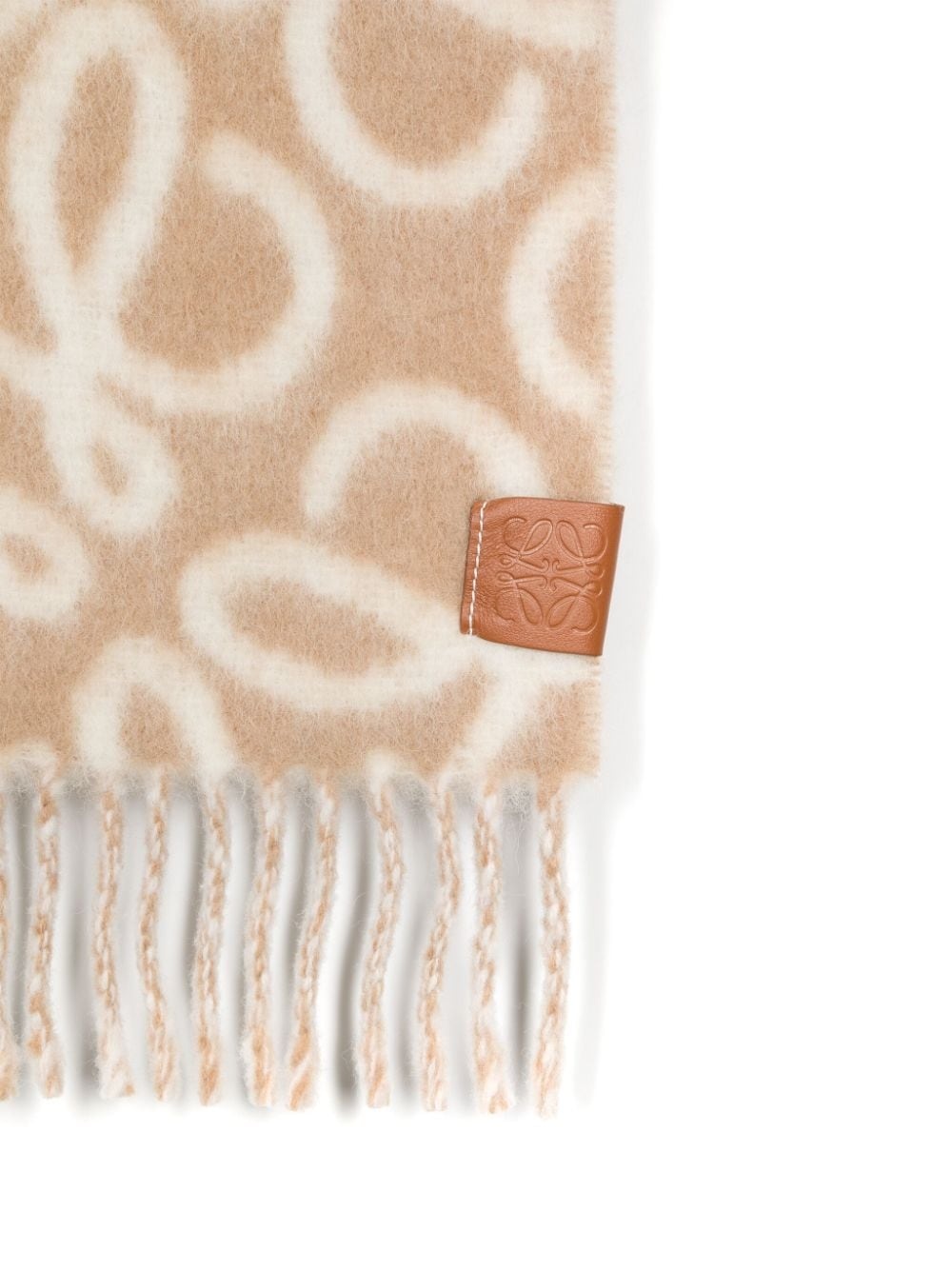 Anagram-jacquard fringed scarf - 2