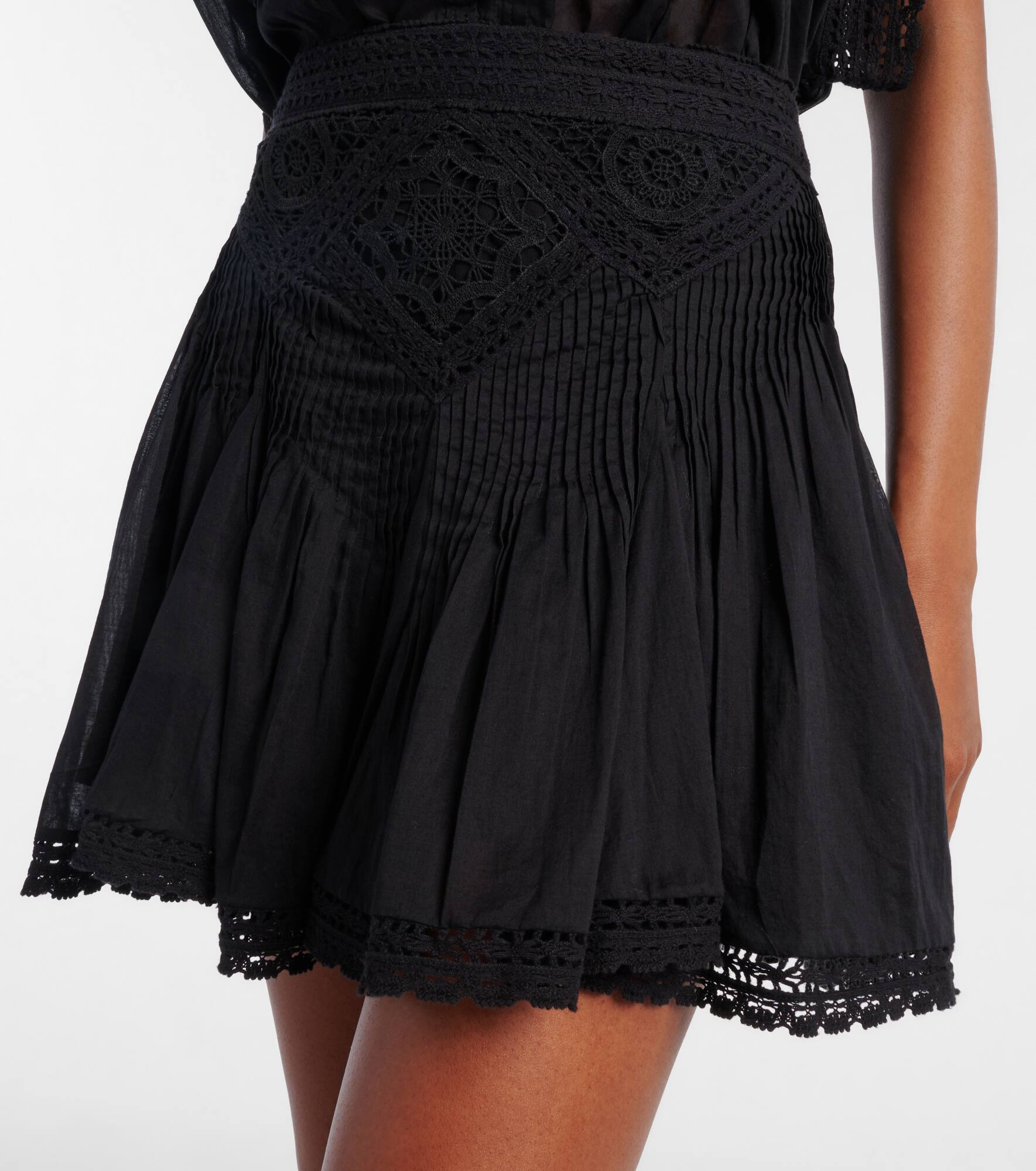 Goldie lace-trimmed cotton miniskirt - 4
