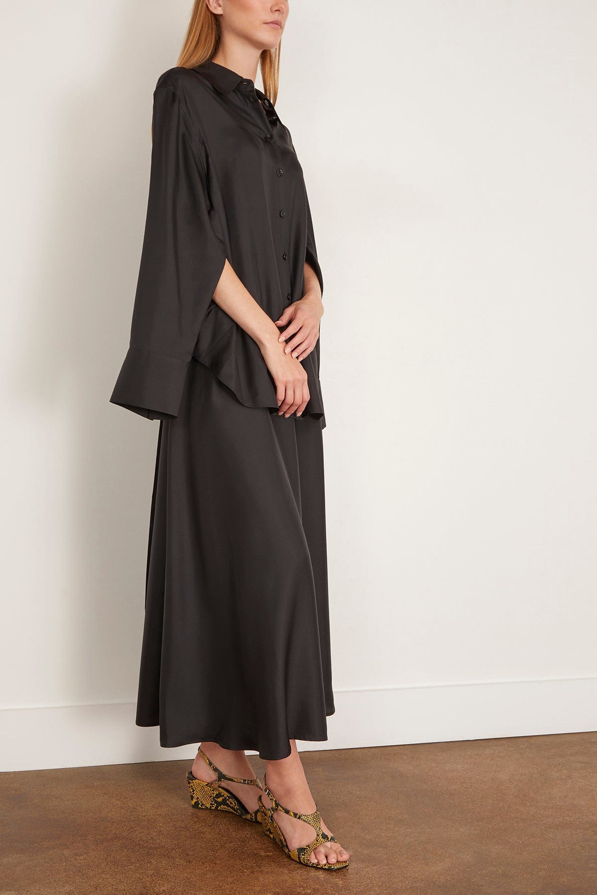 Silk Gilet-Dress in Black - 2