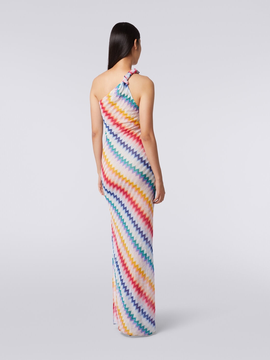 Long one-shoulder cover up with zigzag print - 4
