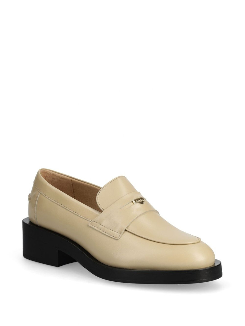 BOSS logo-plaque leather loafers outlook
