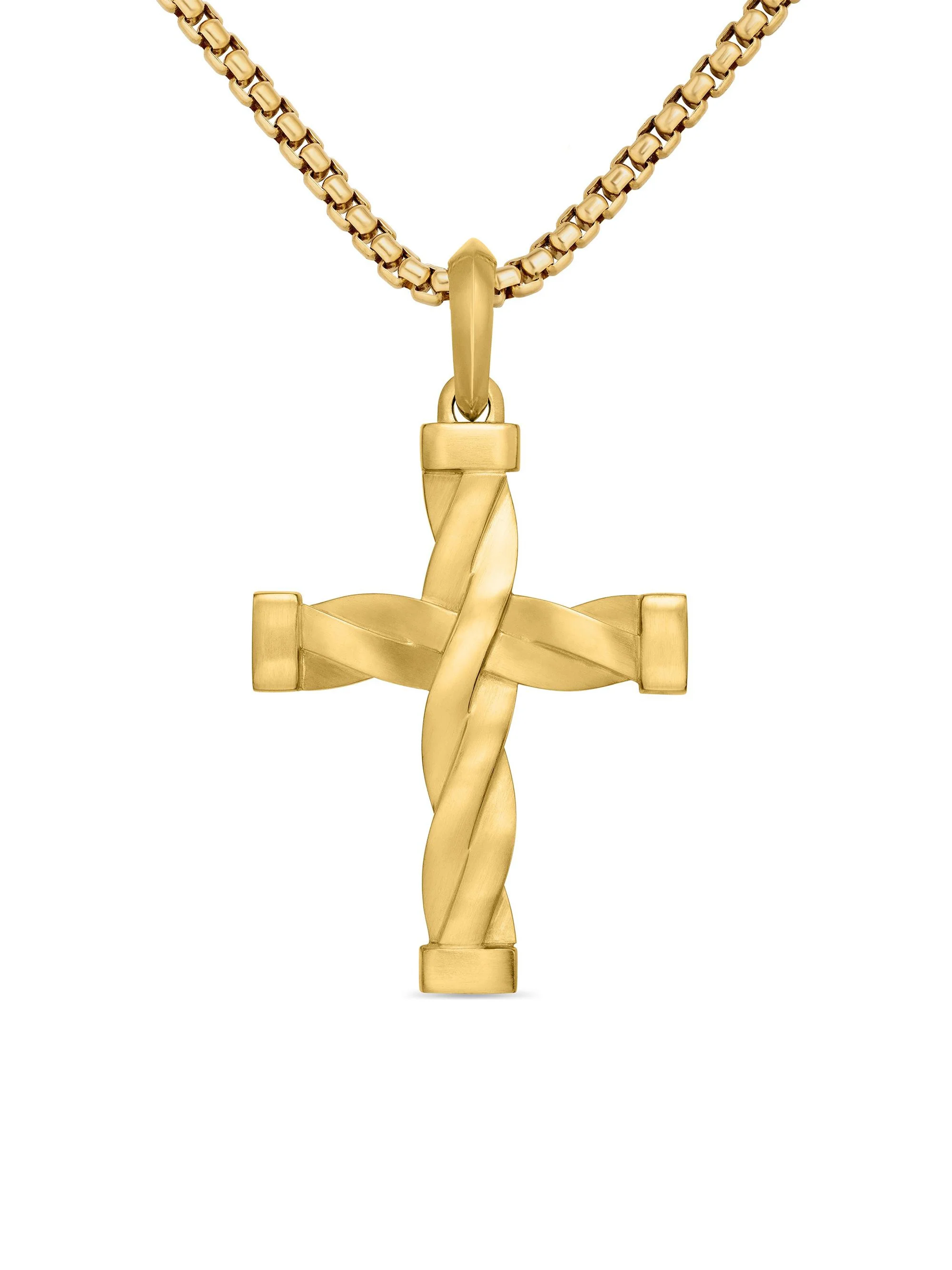Men's DY Helios Cross Pendant in 18K Yellow Gold, 48MM - Gold - 1