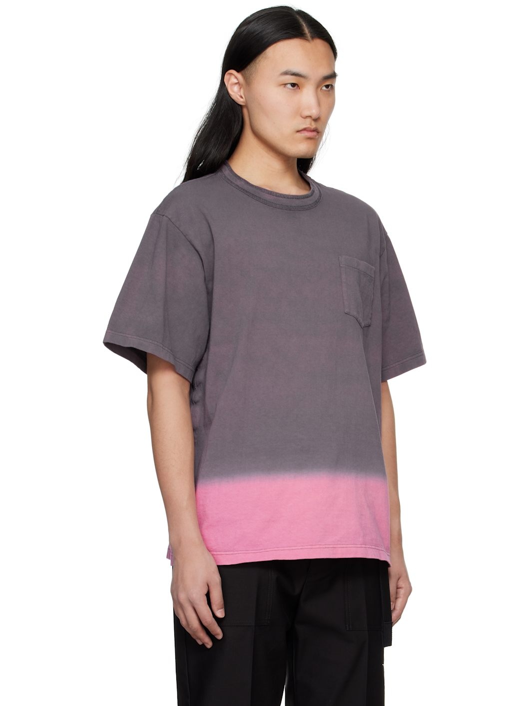 Gray & Pink Garment Dye Cotton Jersey T-shirt - 2