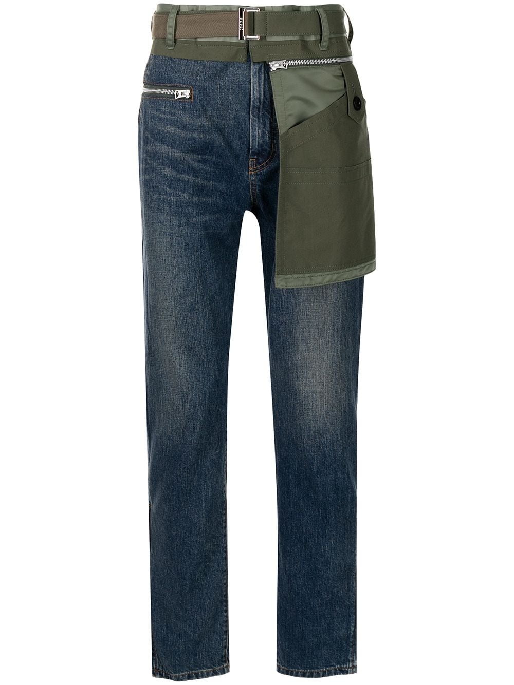 layered slim-fit jeans - 1