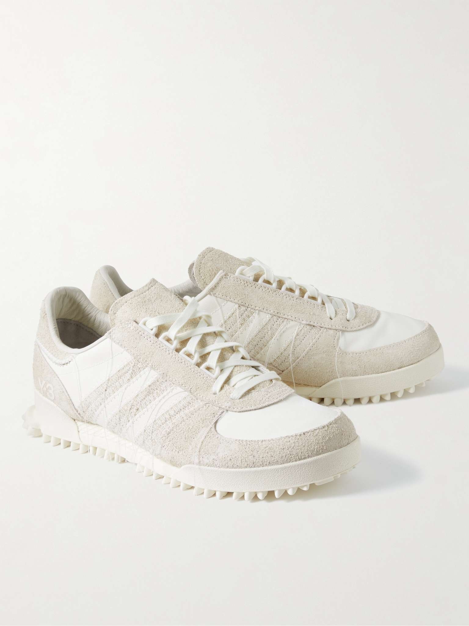 Marathon Distressed Suede and Leather Sneakers - 4