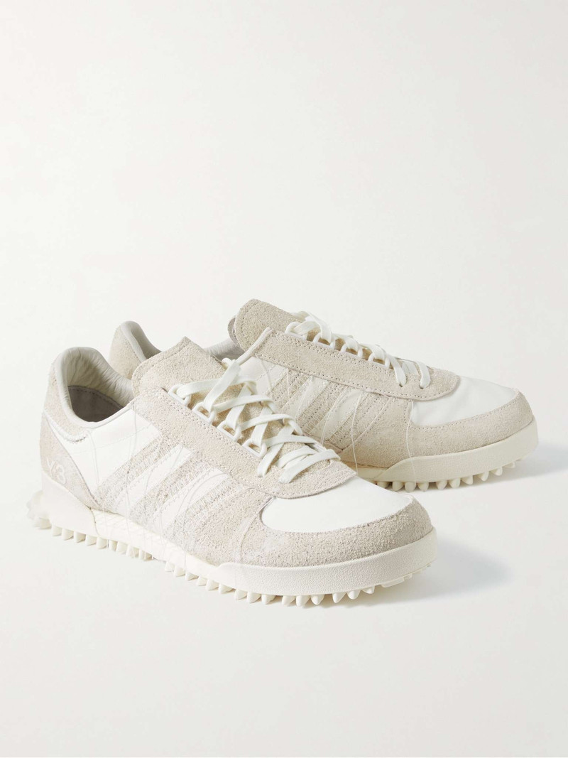 Marathon Distressed Suede and Leather Sneakers 4