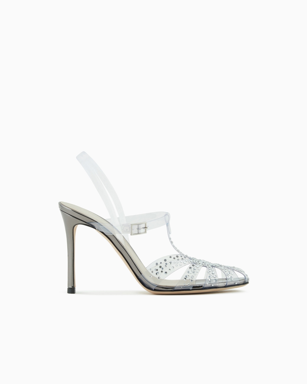 PVC AND RHINESTONE HEELED SANDALS - 1