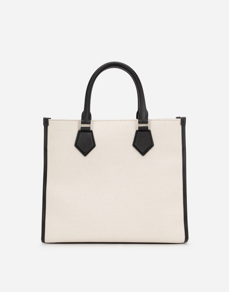 Canvas shopper with calfskin nappa details 3