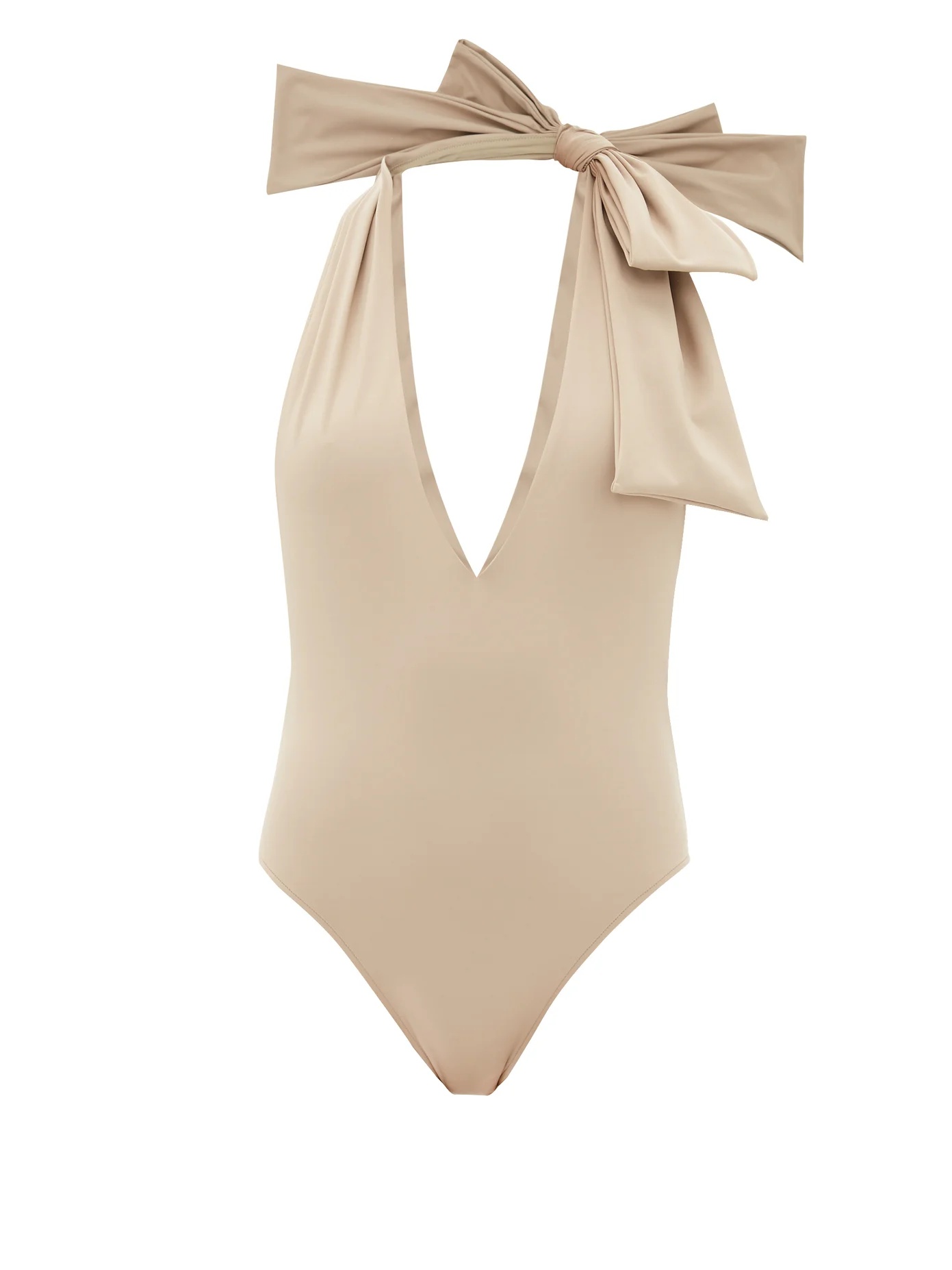 Bow-shoulder halterneck swimsuit - 1