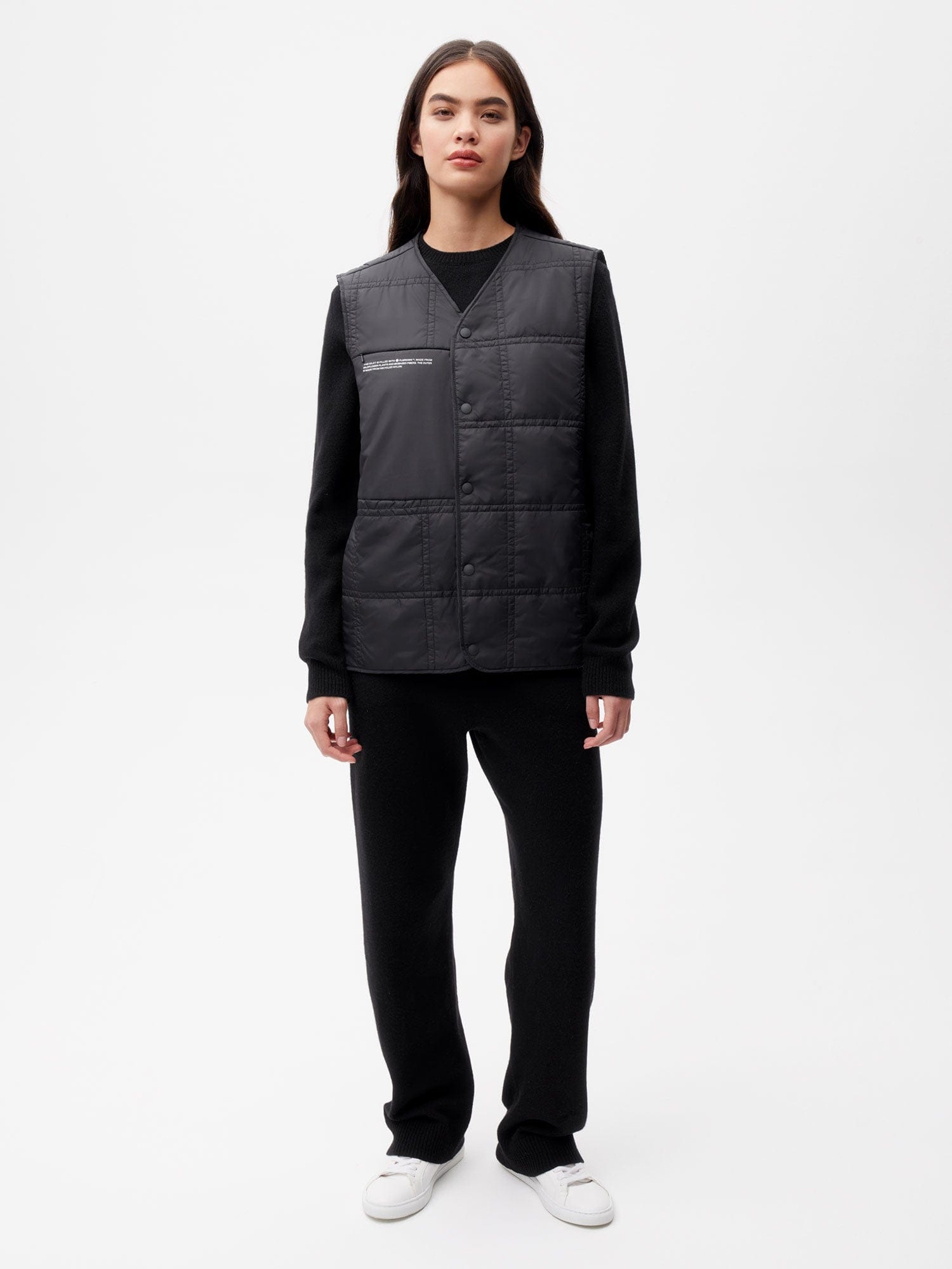 Womens Flower-Warmth Quilted Gilet - Black - 4