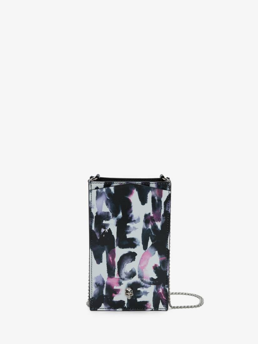 Women's McQueen Graffiti Skull Phone Case With Chain in Multicolor - 1