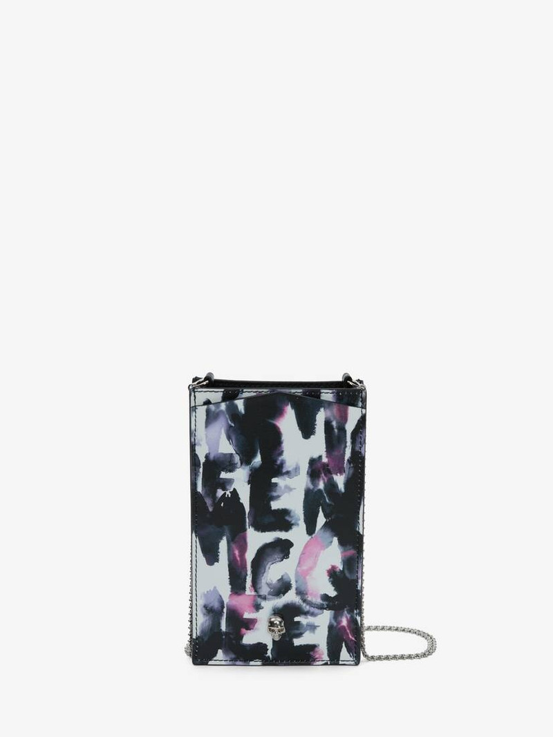 Women's McQueen Graffiti Skull Phone Case With Chain in Multicolor 1
