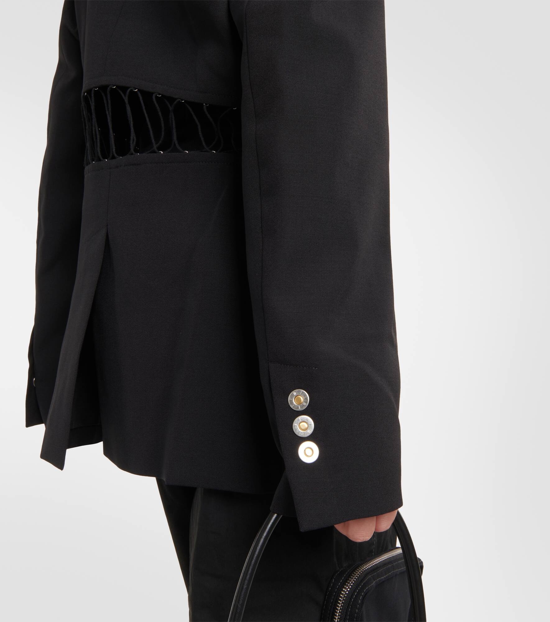 Lace-trimmed cutout wool blazer - 6