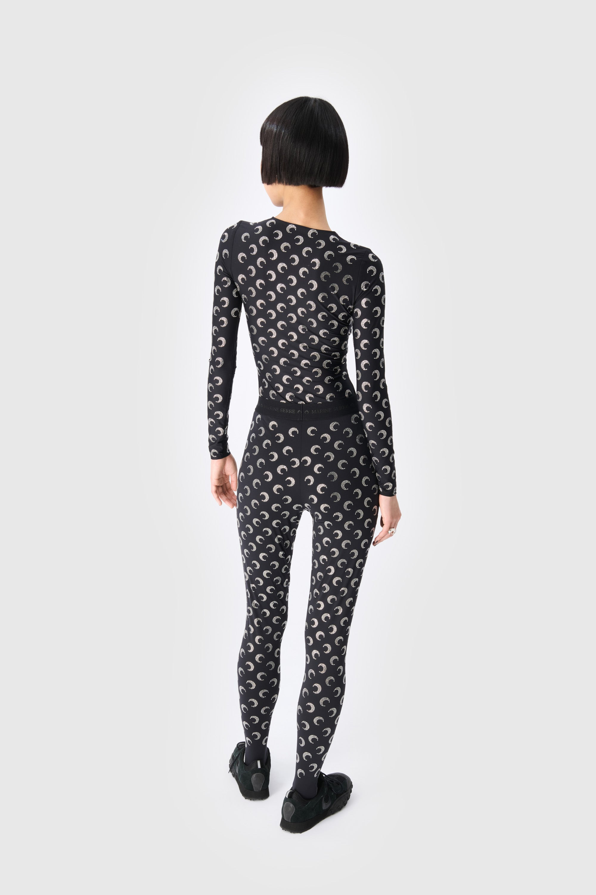 Moon Rhinestoned Jersey Stirrup Leggings - 3