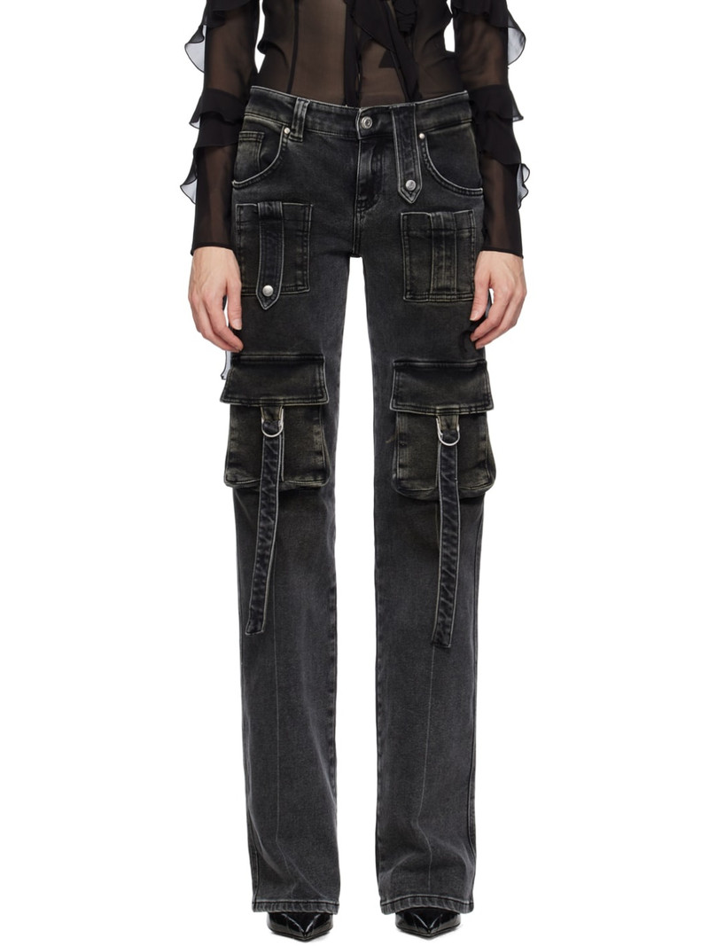 strap-detail low-rise cargo trousers - 1