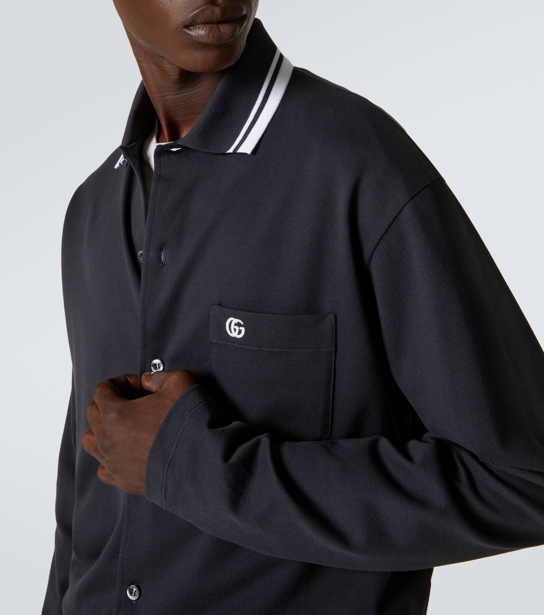 GG embroidered cotton-blend polo shirt - 5