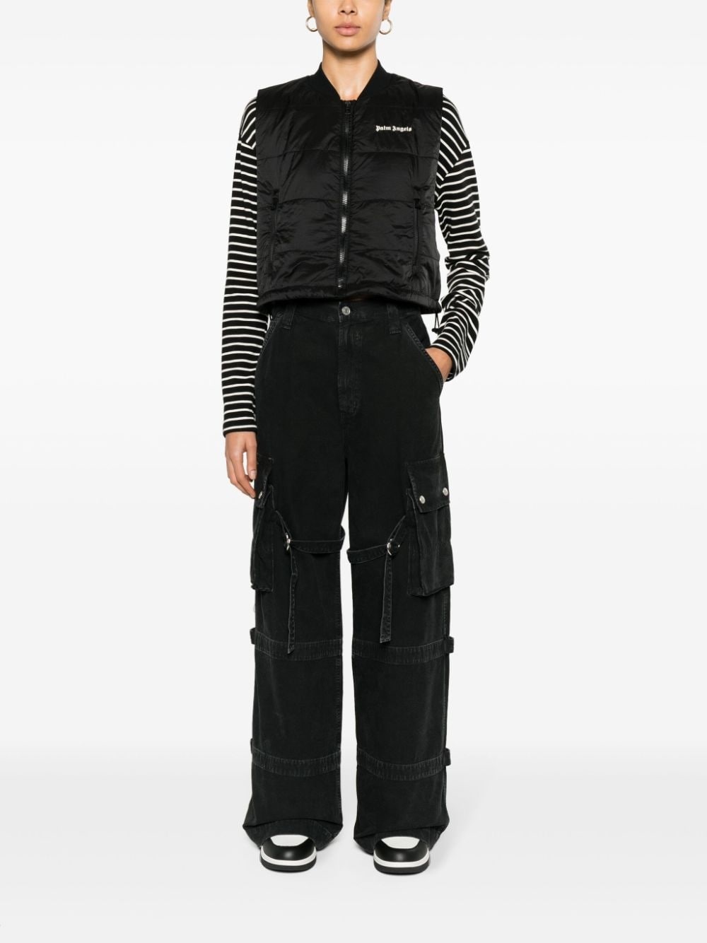 logo-embroidered cropped gilet - 2