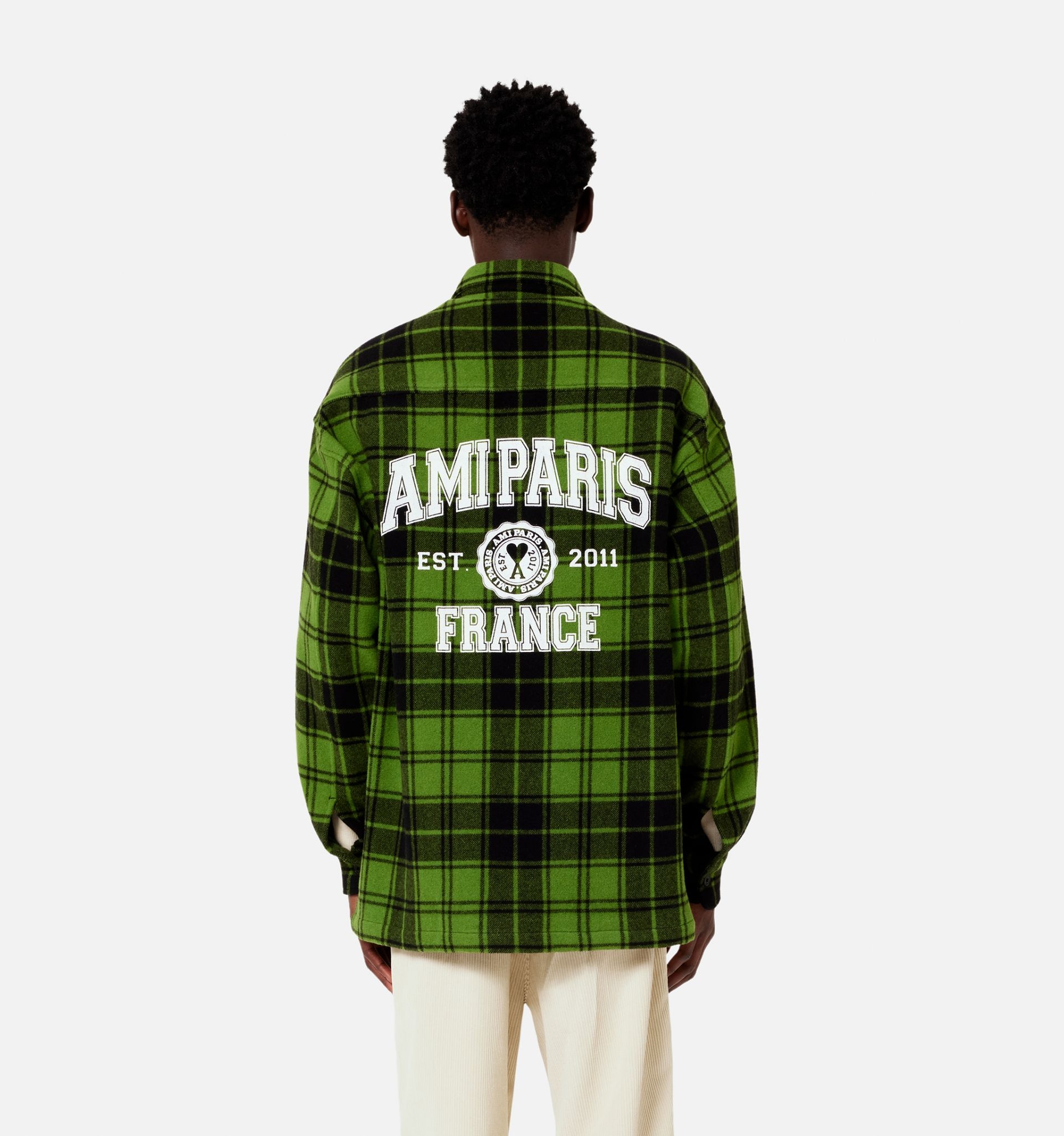Checked Overshirt With Ami Paris Print - 5