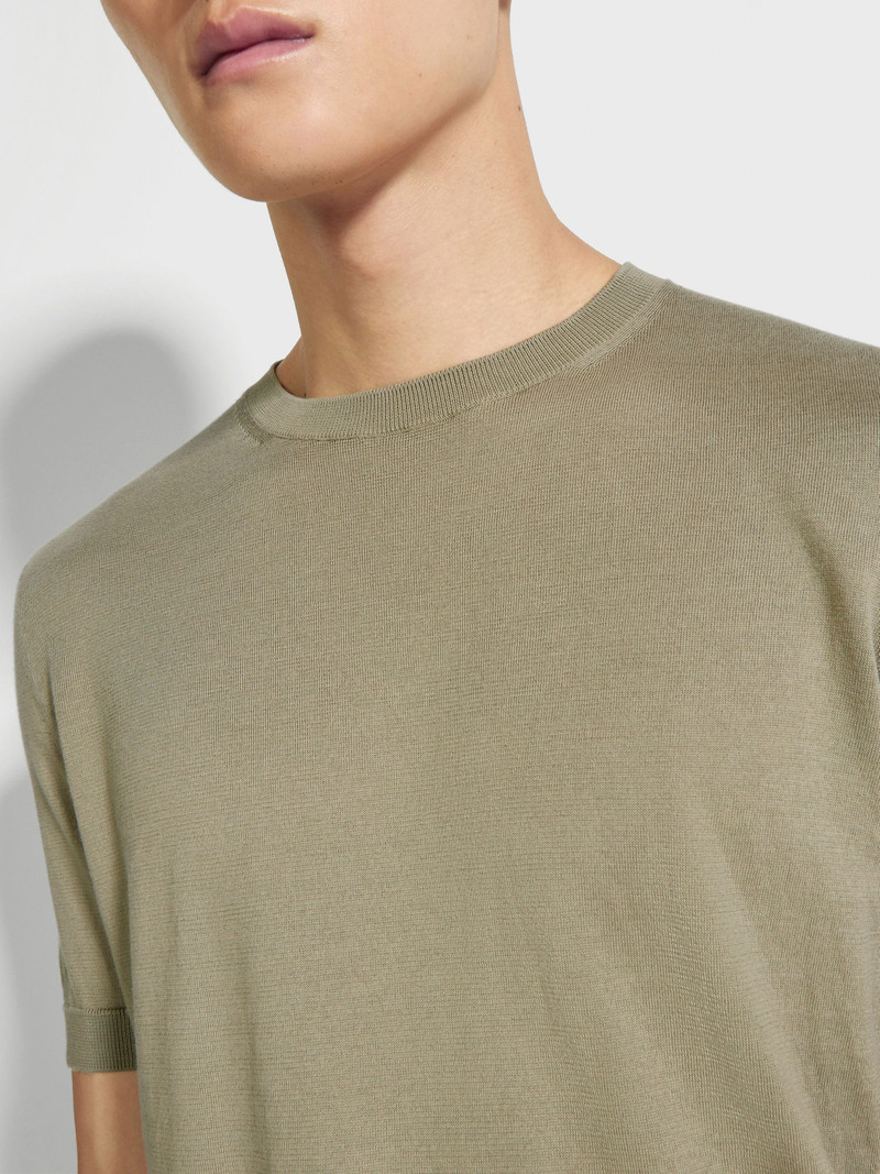 ZEGNA OLIVE GREEN PREMIUM COTTON T-SHIRT outlook