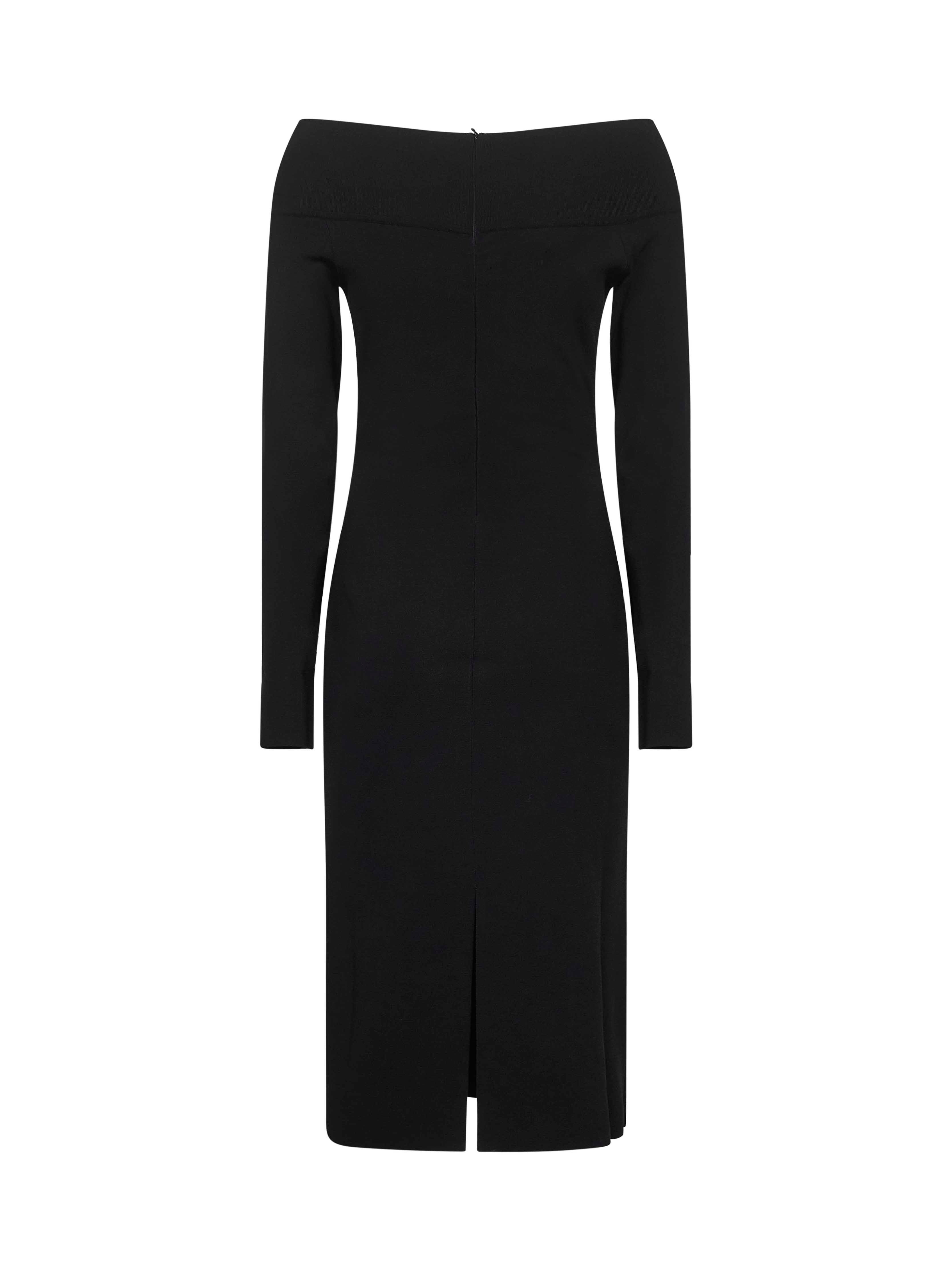 Black compact knit midi dress - 2