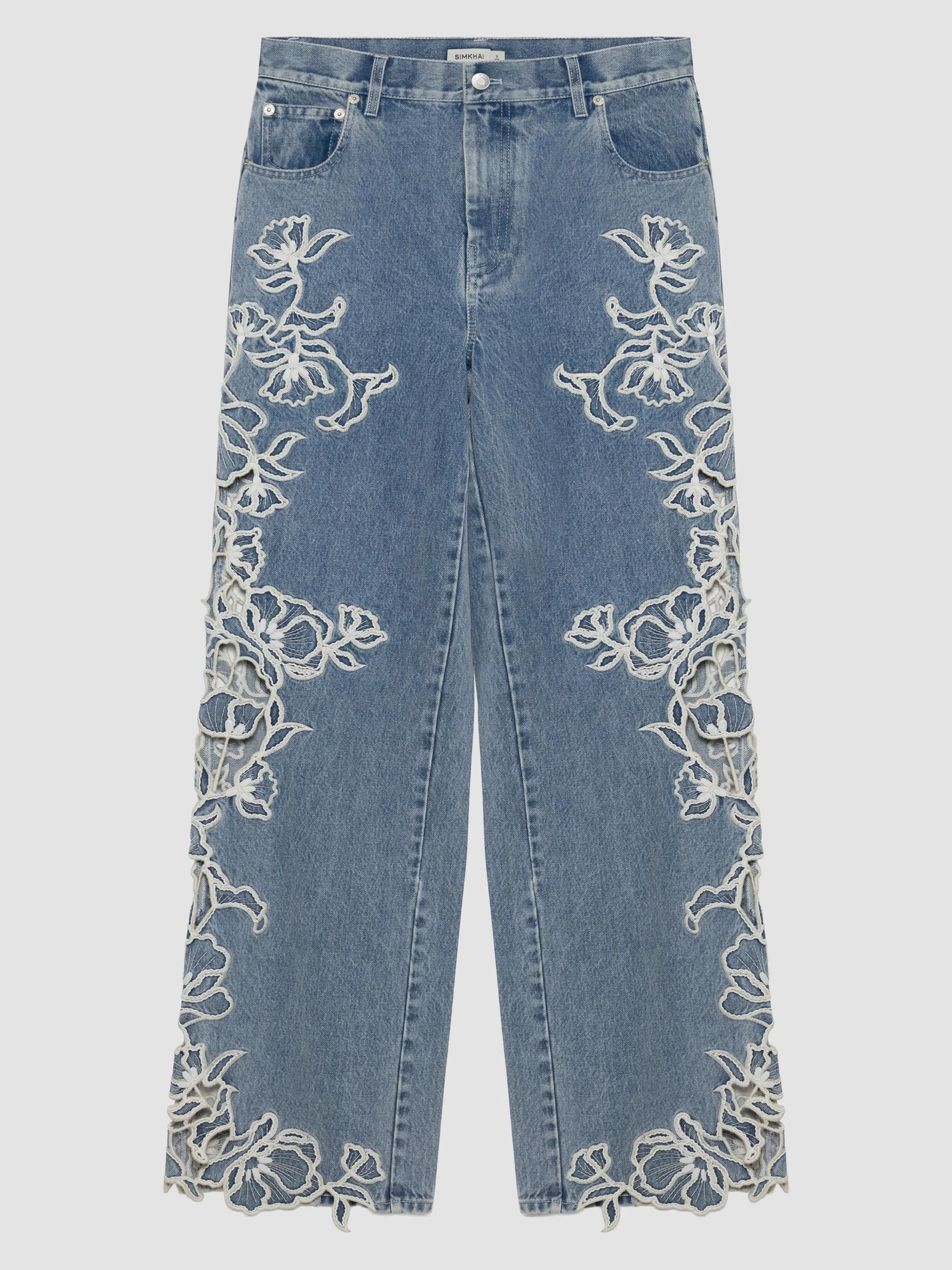 Women's Porter Embroidered Jeans - Light Indigo - 1